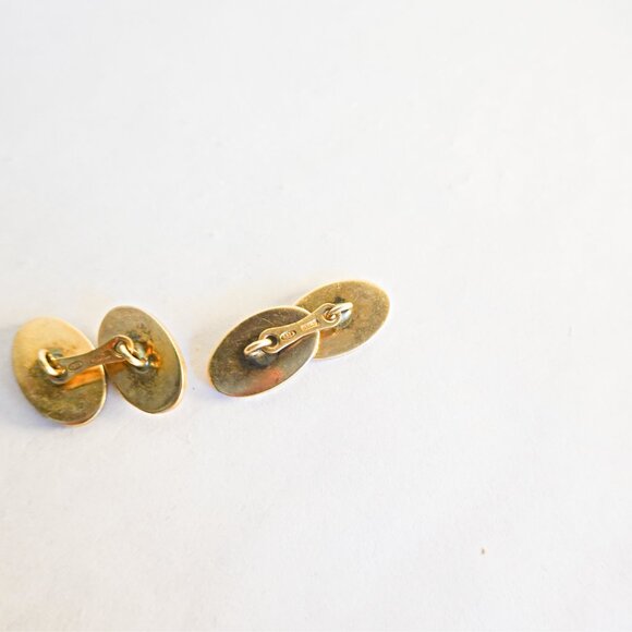 VINTAGE ART DECO DOUBLE PANEL GOLD Gilt Sterling CUFFLINKS - Picture 3 of 3